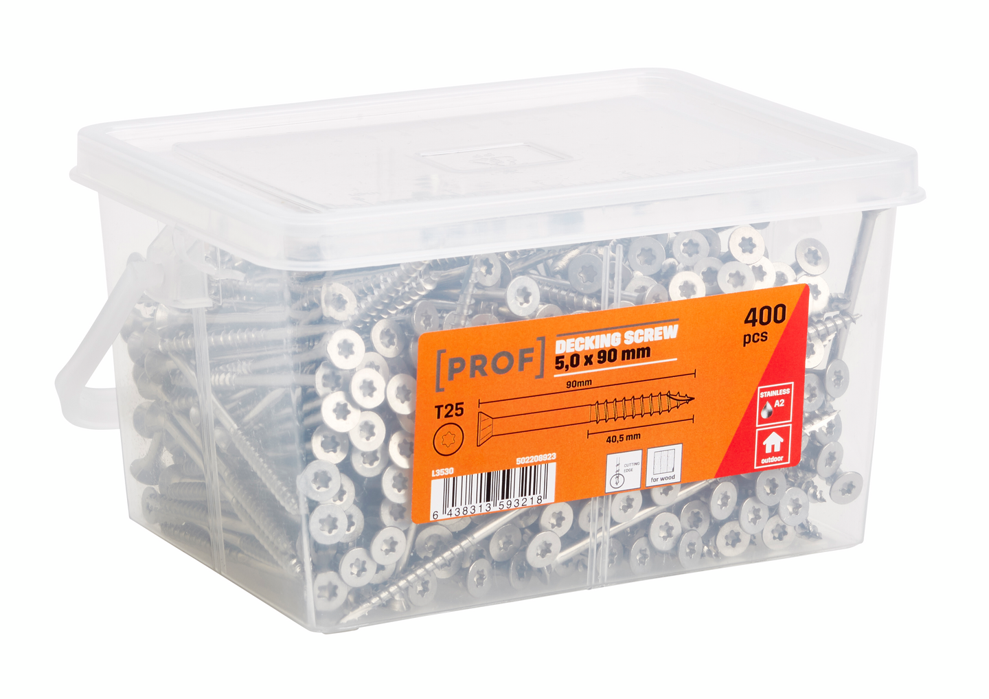 Terassiruuvi PROF 5x90mm ruostumaton A2 T25 400kpl