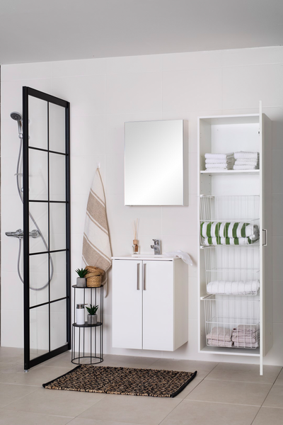 Pyykkikaappi Finnmirror 50x40 runko valkoinen ovi valkoinen