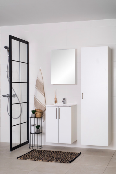 Pyykkikaappi Finnmirror 50x60 runko valkoinen ovi valkoinen