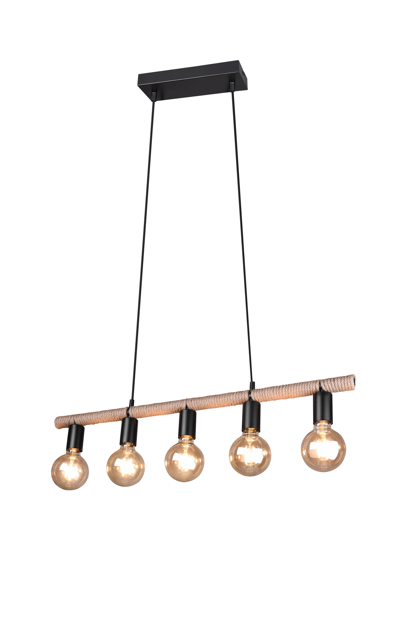 Riippuvalaisin TRIO Einar 5xE27 mattamusta/sisal