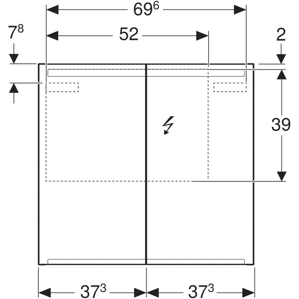 Peilikaappi Geberit Option L75 K70 S15cm valot pistorasia