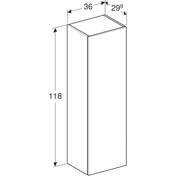 Kaappi puolikorkea Geberit Smyle Square L36 K118 S29,9cm laava