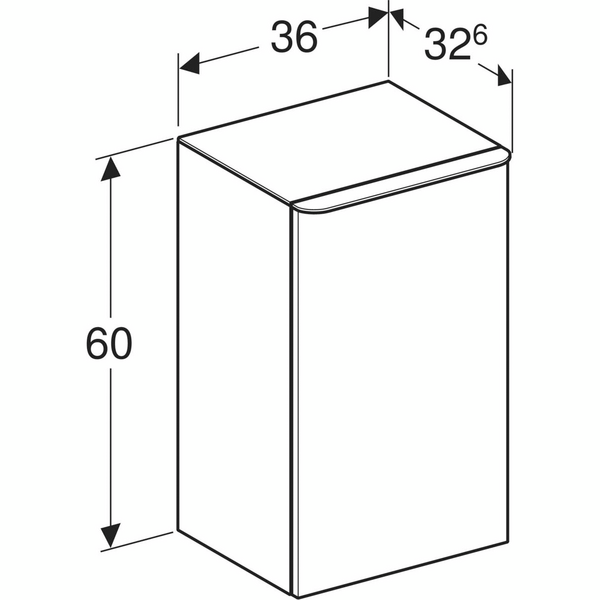 Sivukaappi Geberit Smyle Square L36 K60 S32,6cm oikea valkoinen