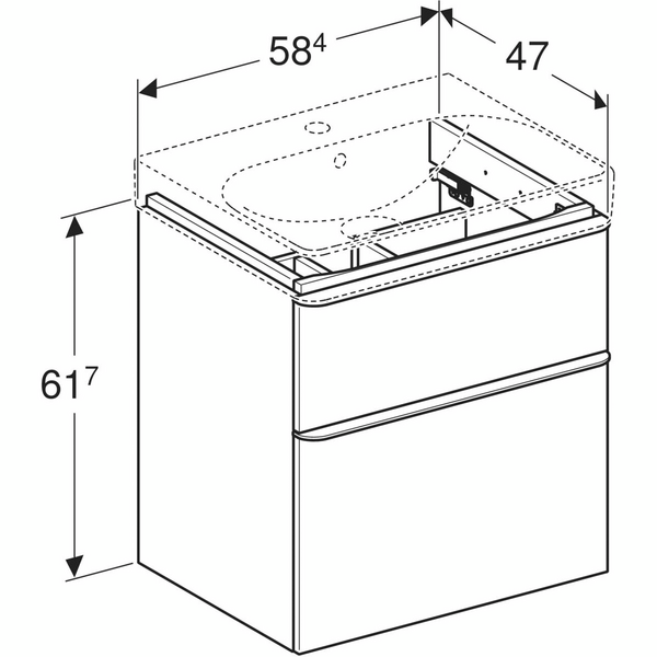Allaskaappi Geberit Smyle Square L58,4 K61,7 S47cm valkoinen