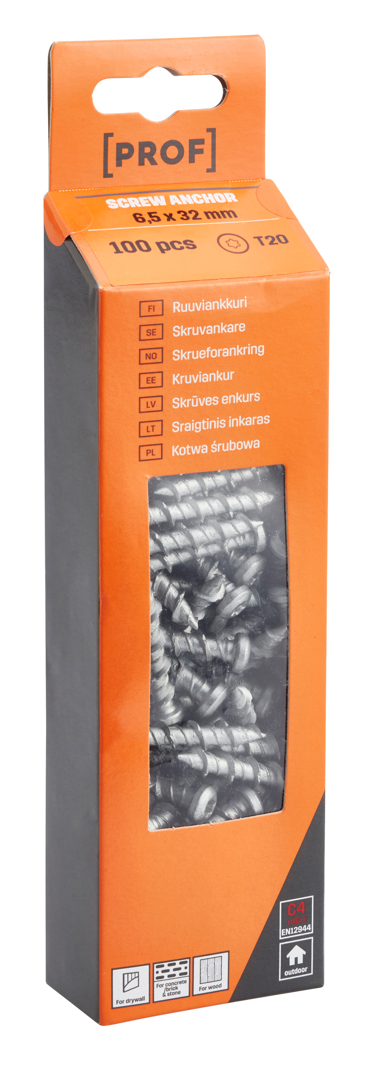 Ruuviankkuri PROF kupukanta C4 T20 6,5x32mm 100kpl