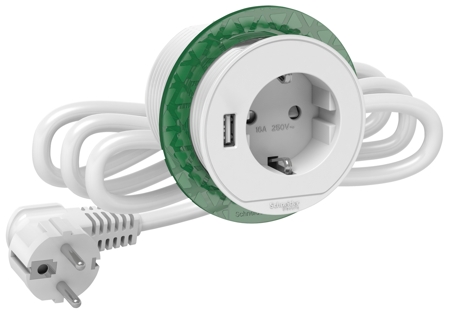 Pistorasiapaneeli Schneider Electric Unica System+ XS Schuko+USB A valkoinen