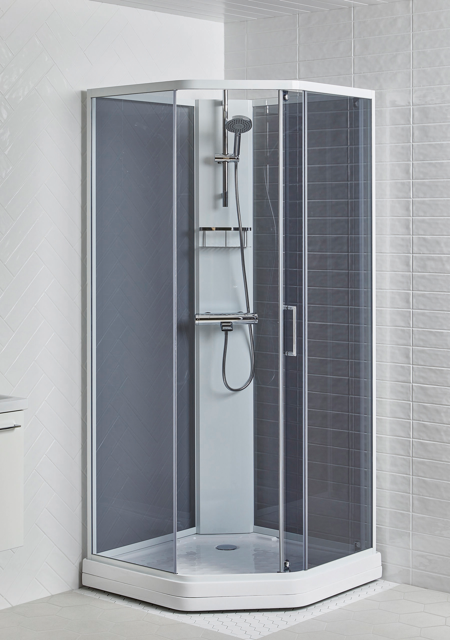 Suihkukaappi Cello Ocean 90x90cm savulasi/valkoinen profiili