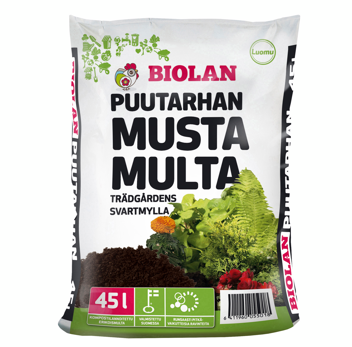 Puutarhan Musta Multa Biolan 45l