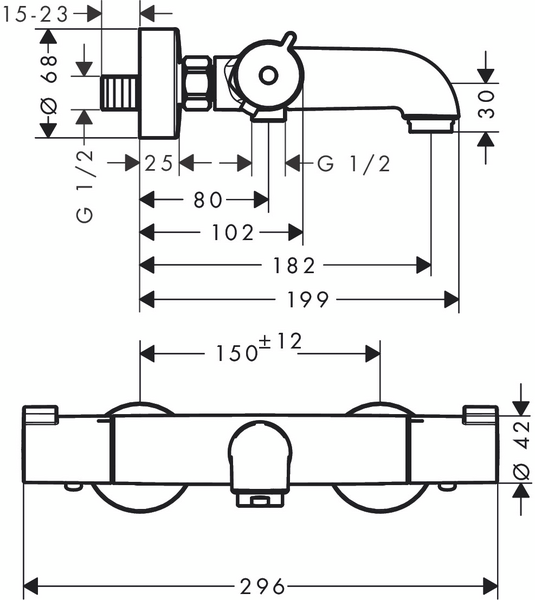 Amme- ja suihkuhana Hansgrohe 13208000 Myfox termostaatti jp