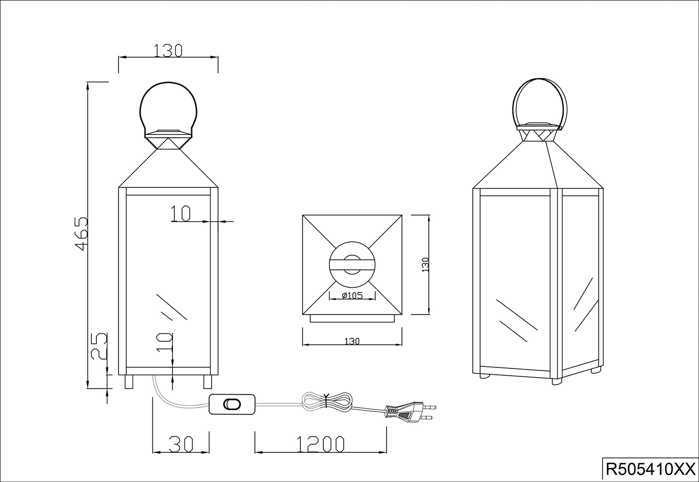 Pöytävalaisin TRIO Farola E27 40cm kromi
