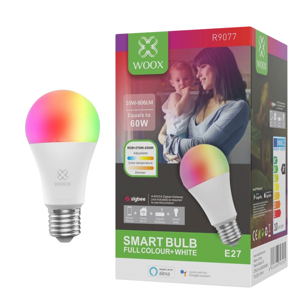 Led-lamppu Woox E27 RGB+CCT Zigbee