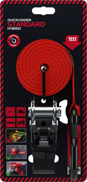 Kuormaliina QUICKLOADER Standard Hybrid Magnet QSD800LD 25mm x 4,5m 400/800kg