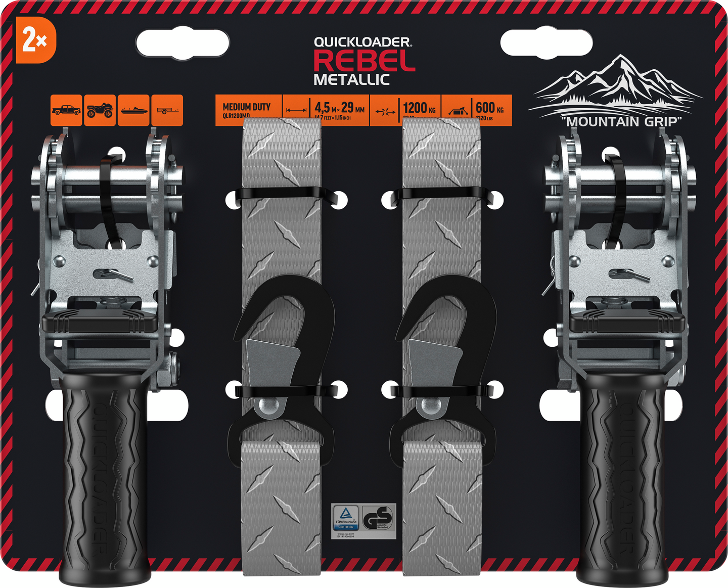 Kuormaliina QUICKLOADER rebel turvakoukullinen qlr1200md 29mmx4,5m 600/1200kg