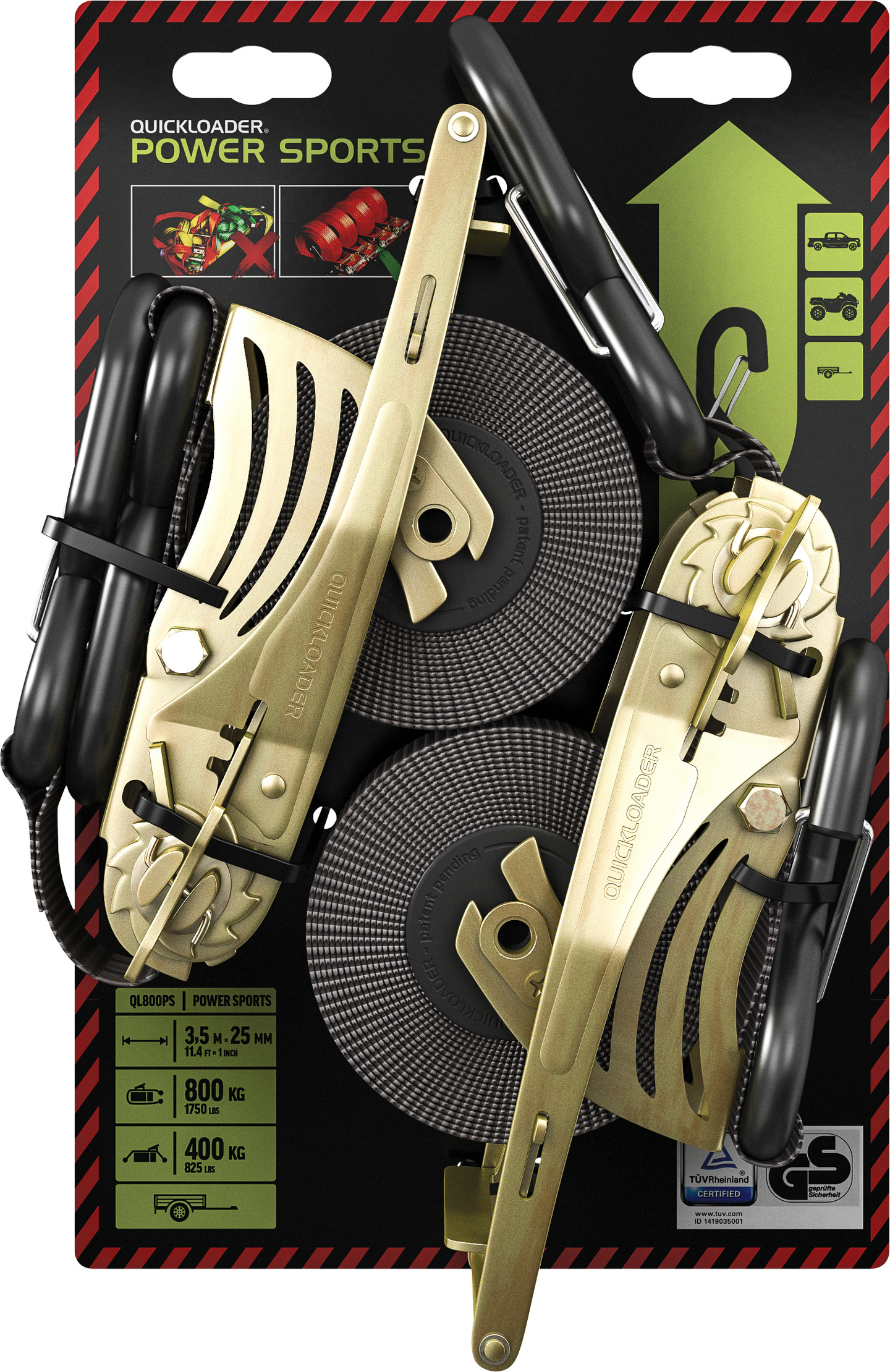 Kuormaliina QUICKLOADER retractable kelautuva ql800ps 25mmx3,4m 400/800kg 2kpl