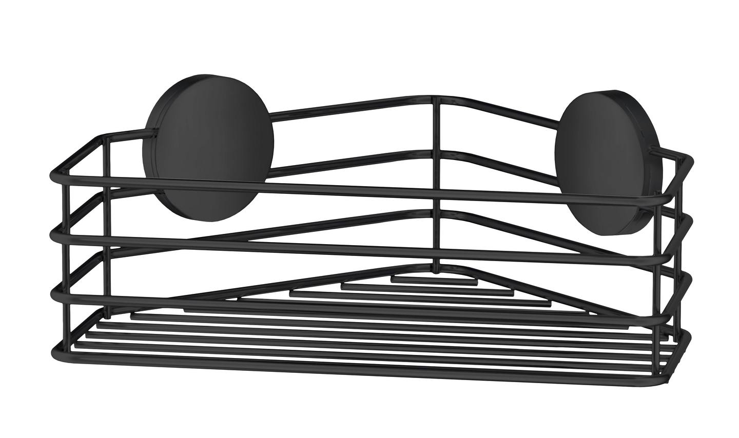 Suihkukori Beslagsboden  BB1201 tarrakiinnitys kulmakori mattamusta ruostumaton