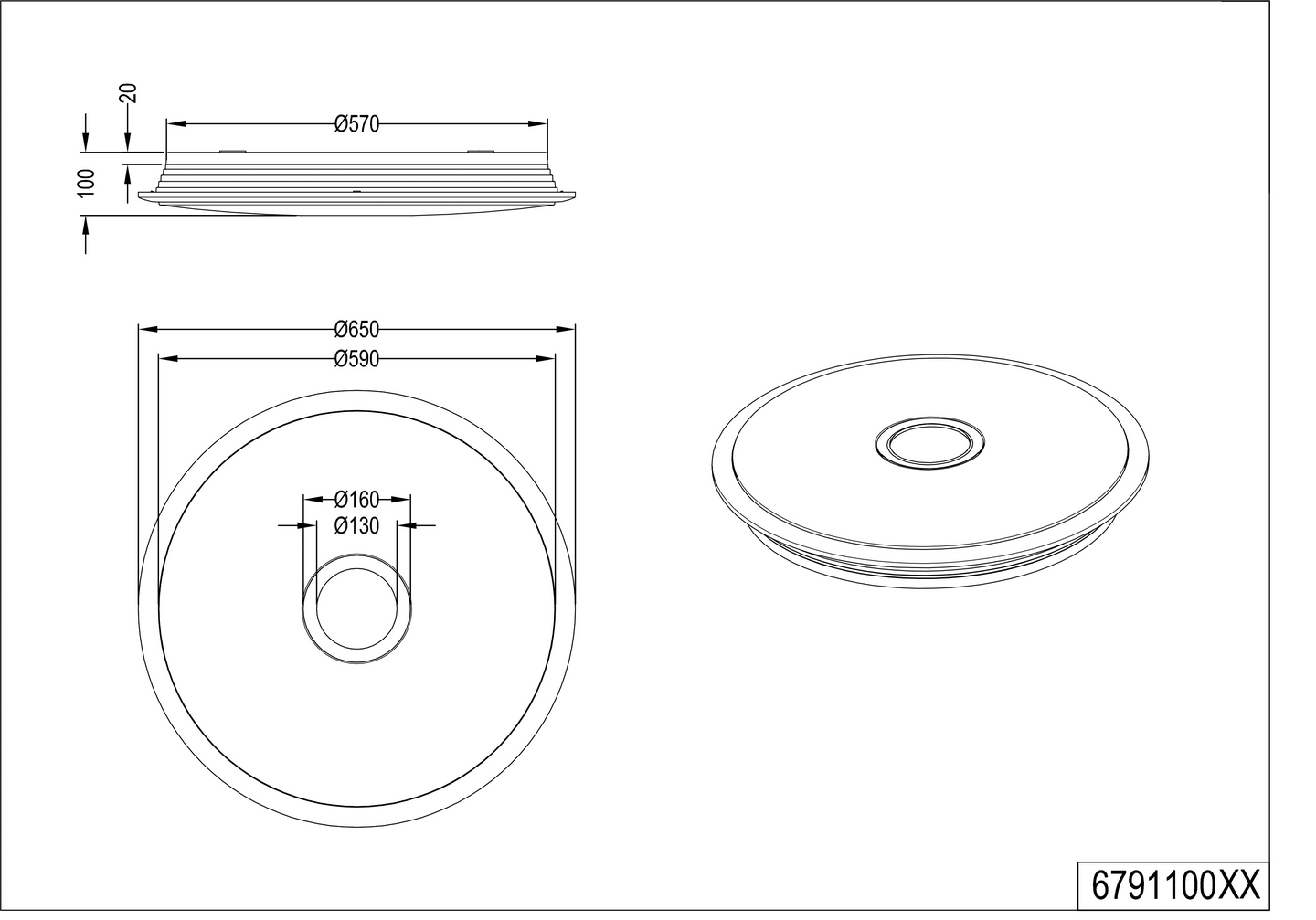Kattovalaisin TRIO Okinawa led 65cm mattamusta Starlight