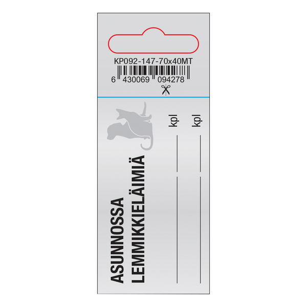 Tarra Asunnossa lemmikkieläimiä 70x40mm metallihohto
