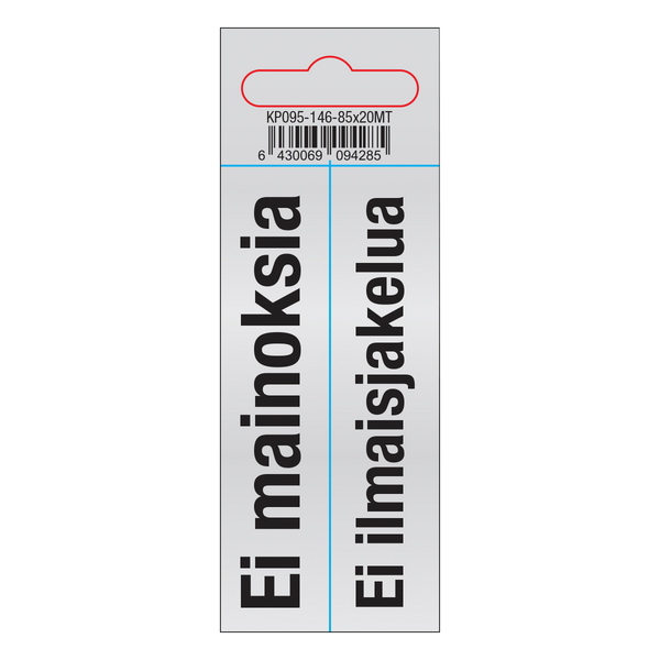Tarra Ei mainoksia / Ei ilmaisjakelua 85x20mm metallihohto