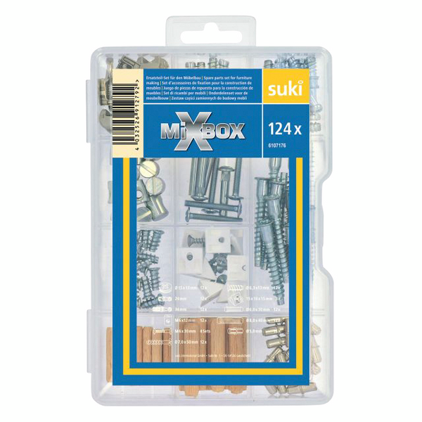 Huonekaluruuvilajitelma Suki Mixbox 124kpl
