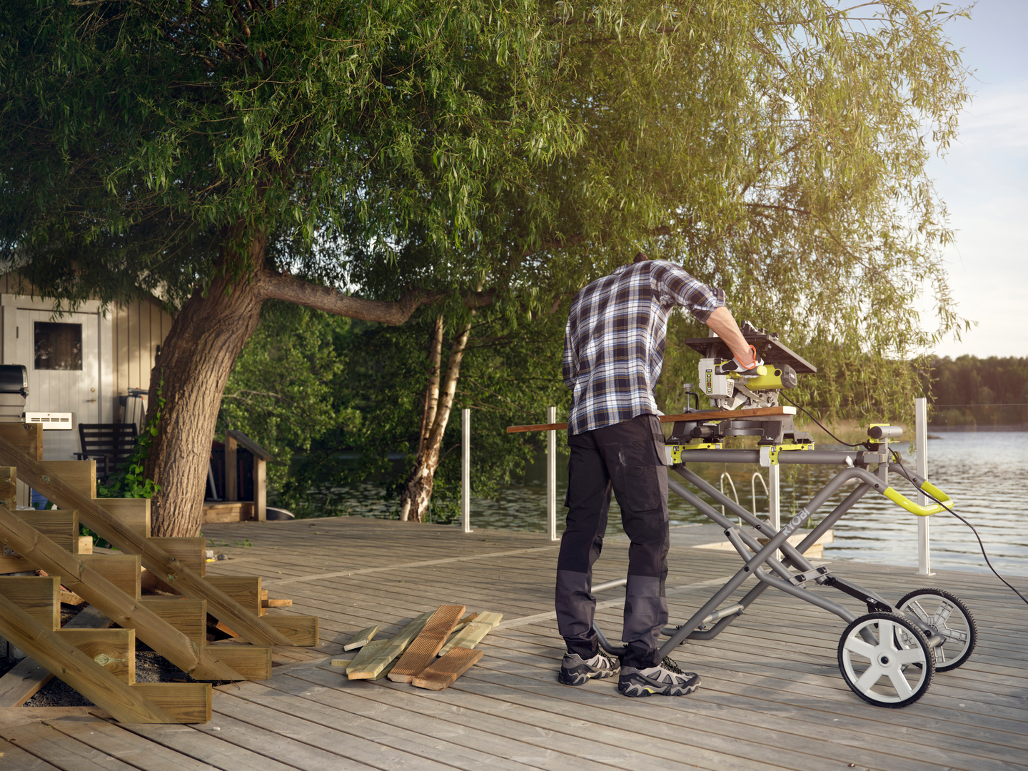 Sahapöytä Ryobi RLSW01 pyörillä