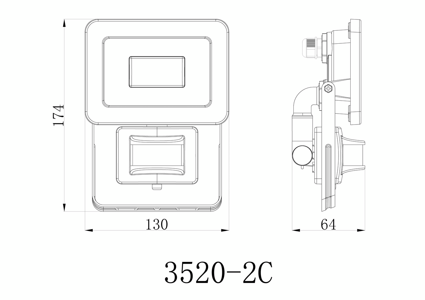 Tunnistinvalaisin OPAL E-Fect II 20W 1700lm 4000K PIR IP44