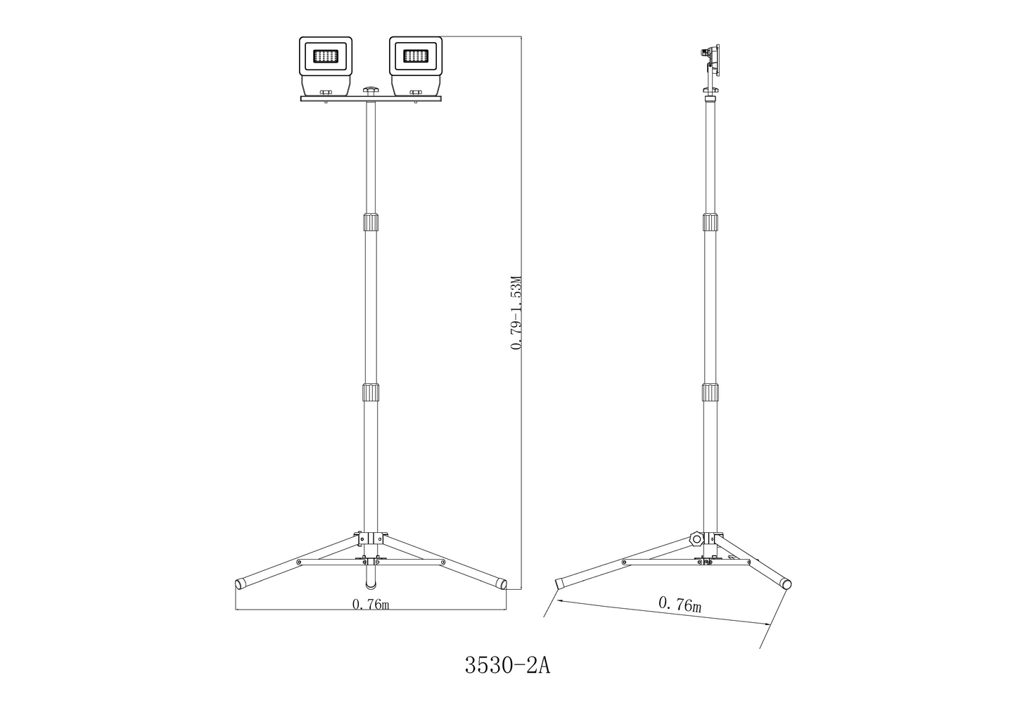 Työmaavalaisin OPAL E-Fect II 2x30W 2x2550lm 4000K jalusta IP44