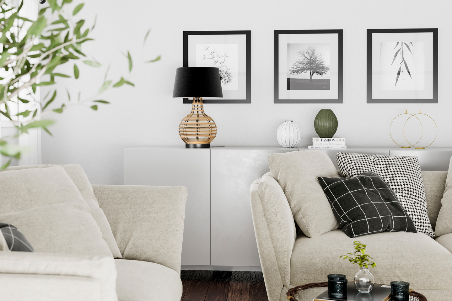 Pöytävalaisin By Rydéns Granad luonnonvärinen/musta