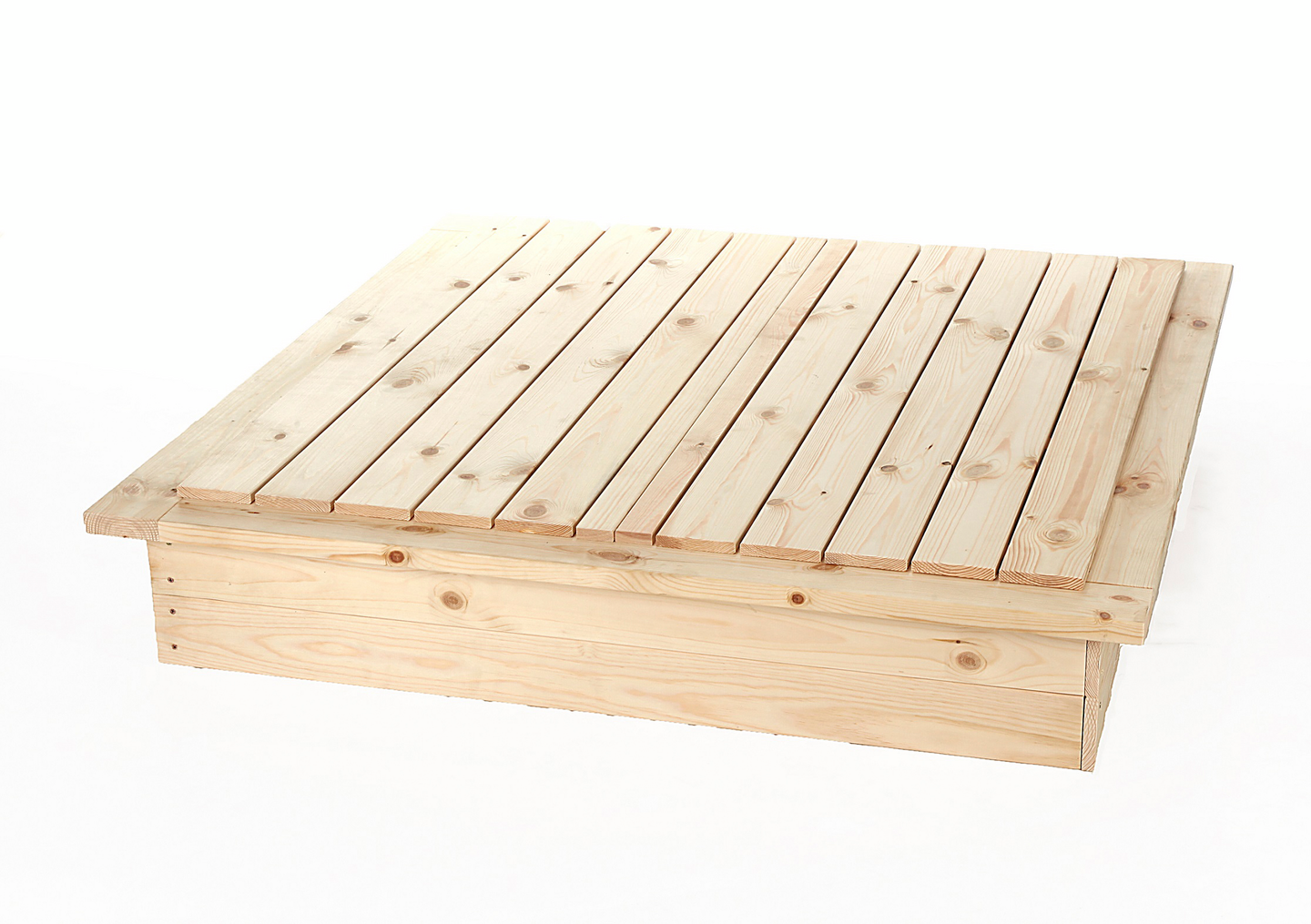 Hiekkalaatikko Miljöökoriste 120x120cm kannellinen puuvalmis