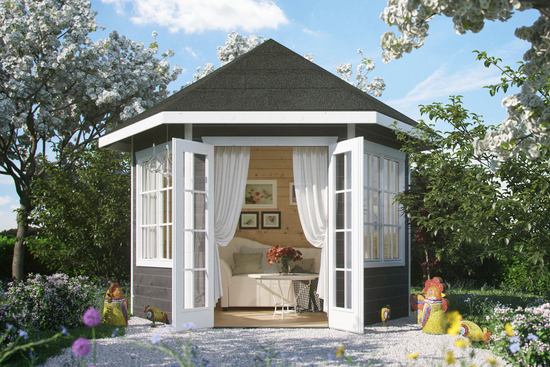 Huvimaja Almelo maalattu harmaa 7,8m²