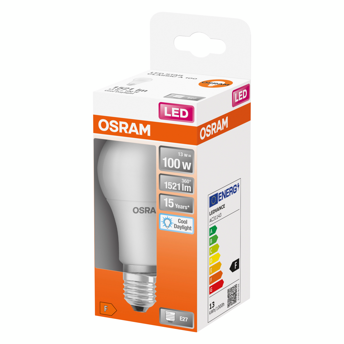 Led-vakiolamppu OSRAM STAR Classic A 100 1521lm 6500K E27 opaali muovi