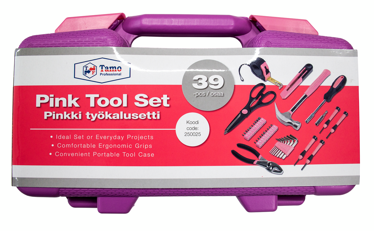 Työkalusetti Tamo 39-osainen pinkki