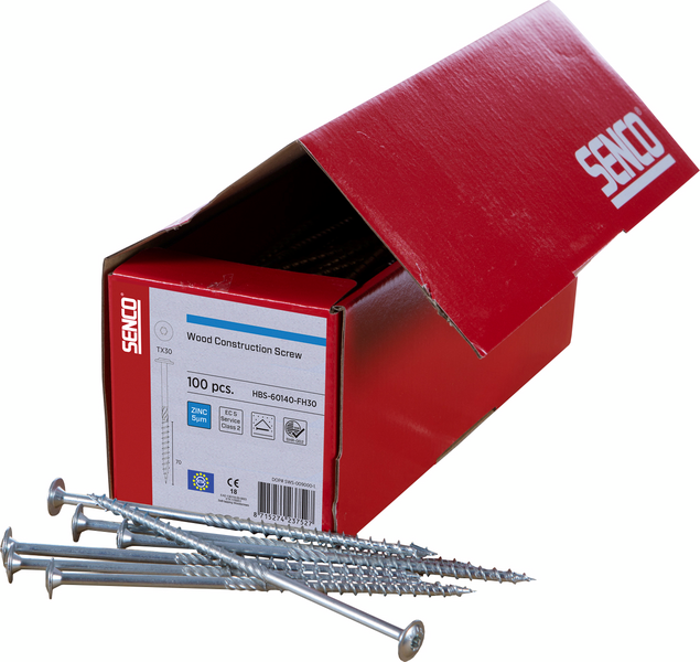 Rakenneruuvi Senco 8x220mm sähkösinkitty laippakanta 50kpl