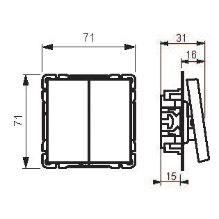 Kytkin ABB IMPRESSIVO 5/16AX/250V IP21 ukj 2x musta