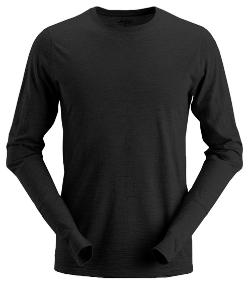 T-paita Snickers pitkähihainen merinovilla 2427-0400 musta