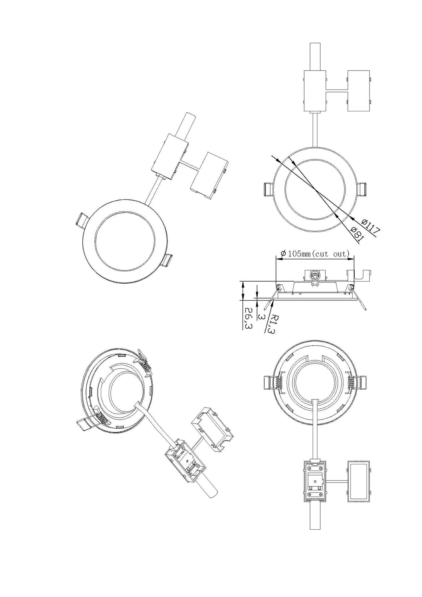 Uppovalaisin Cello Spa Era II 117mm 6W 4000K valkoinen IP44/20