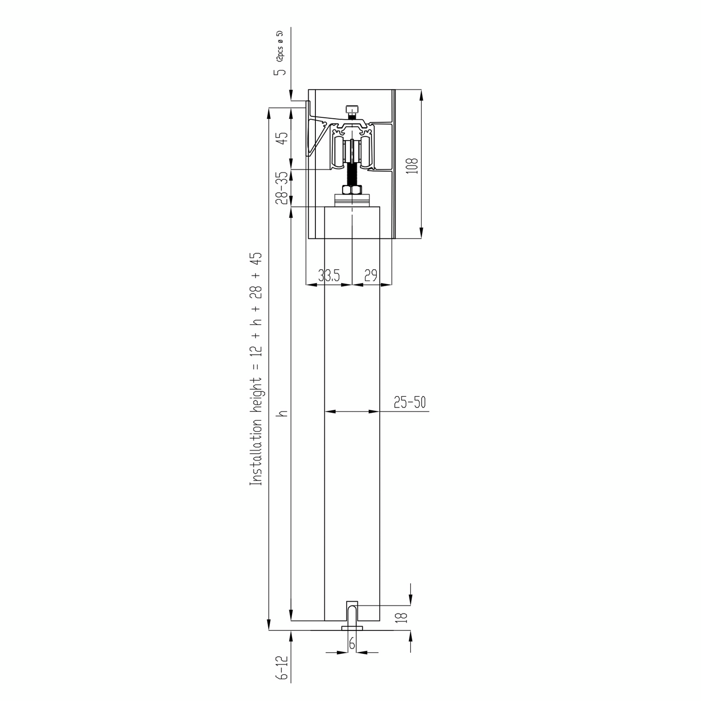 Liukuovikiskosetti Helaform valkoinen peitelevy + Soft Close 2100mm