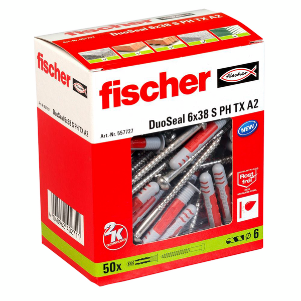 Yleistulppa Fischer Duoseal S 6x38 + A2 ruuvit 50kpl