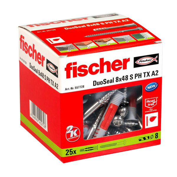 Yleistulppa Fischer Duoseal S 8x48 + A2 ruuvit 25kpl