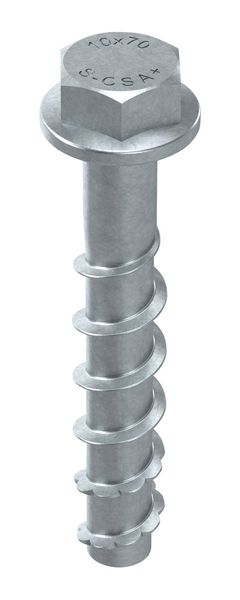 Betoniruuvi Sormat S-CSA+ 10x70/15 SW15 sähkösinkitty 25kpl