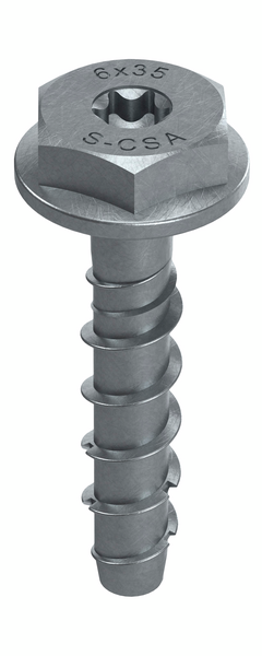 Betoniruuvi Sormat S-CSA HEX 6x35/1 SW13 sähkösinkitty 100kpl