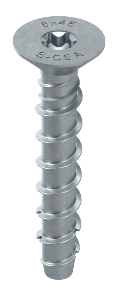 Betoniruuvi Sormat S-CSA CS uppokanta 6x45/5/10 T30 sähkösinkitty 100kpl