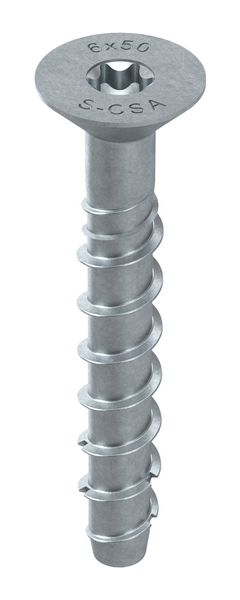 Betoniruuvi Sormat S-CSA CS uppokanta 6x50/10/15 T30 sähkösinkitty 100kpl