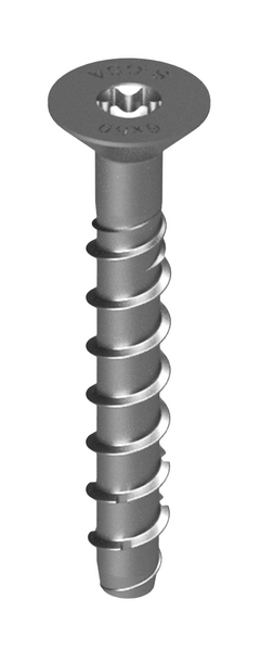 Betoniruuvi Sormat S-CSA CS uppokanta 6x50/10/15 T30 ML pinnoitettu 100kpl