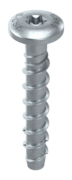 Betoniruuvi Sormat S-CSA P matala kupukanta 6X45/5/10 (L) sähkösinkitty 100kpl