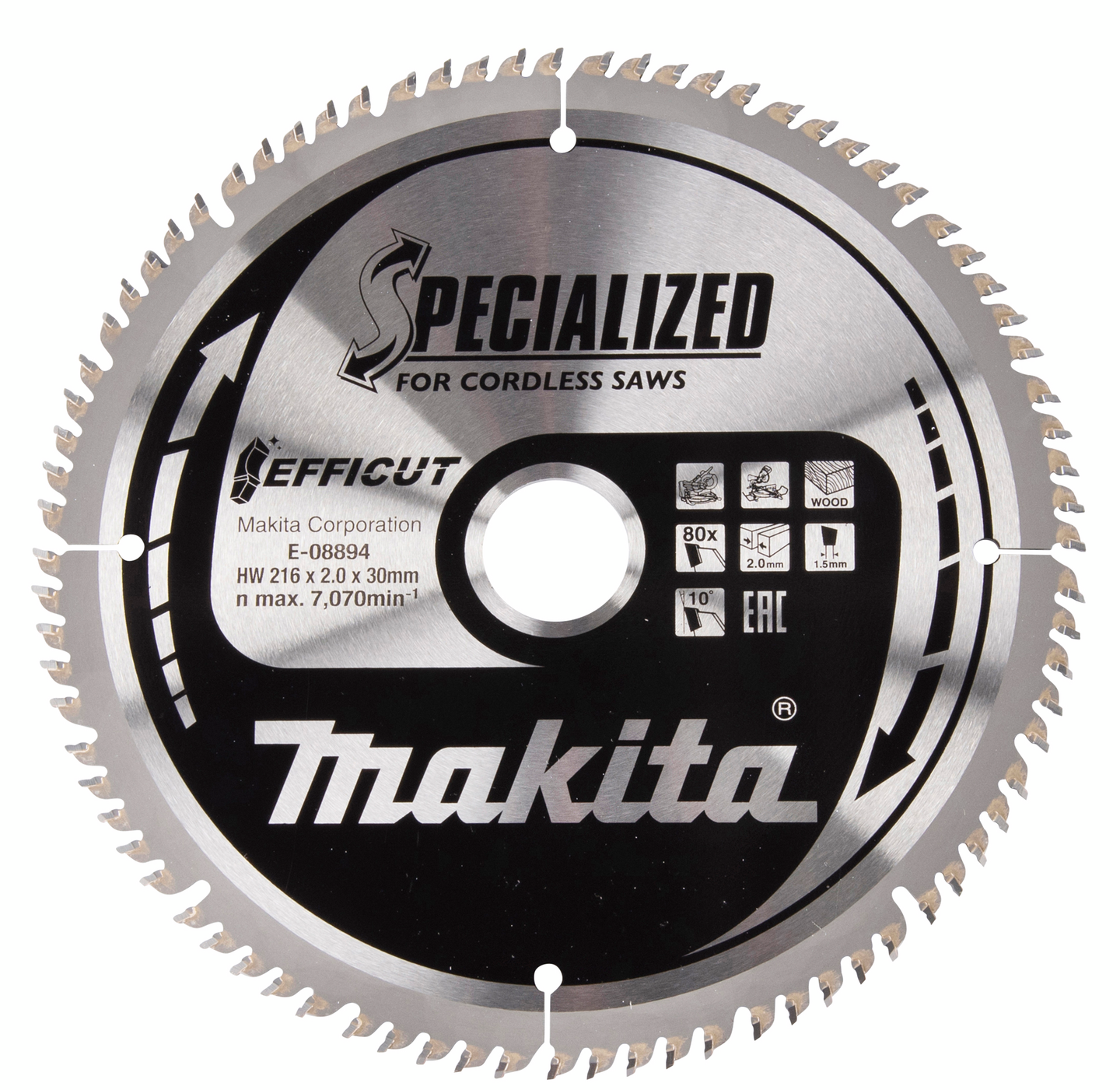 Pyörösahanterä Makita Efficut 216x30x2,0mm Z-80