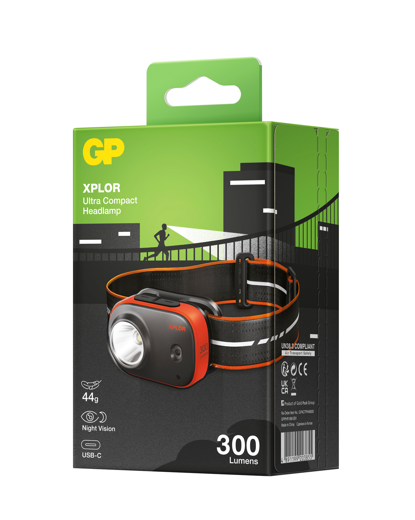 Otsalamppu GP Xplor PHR16 ladattava 300lm