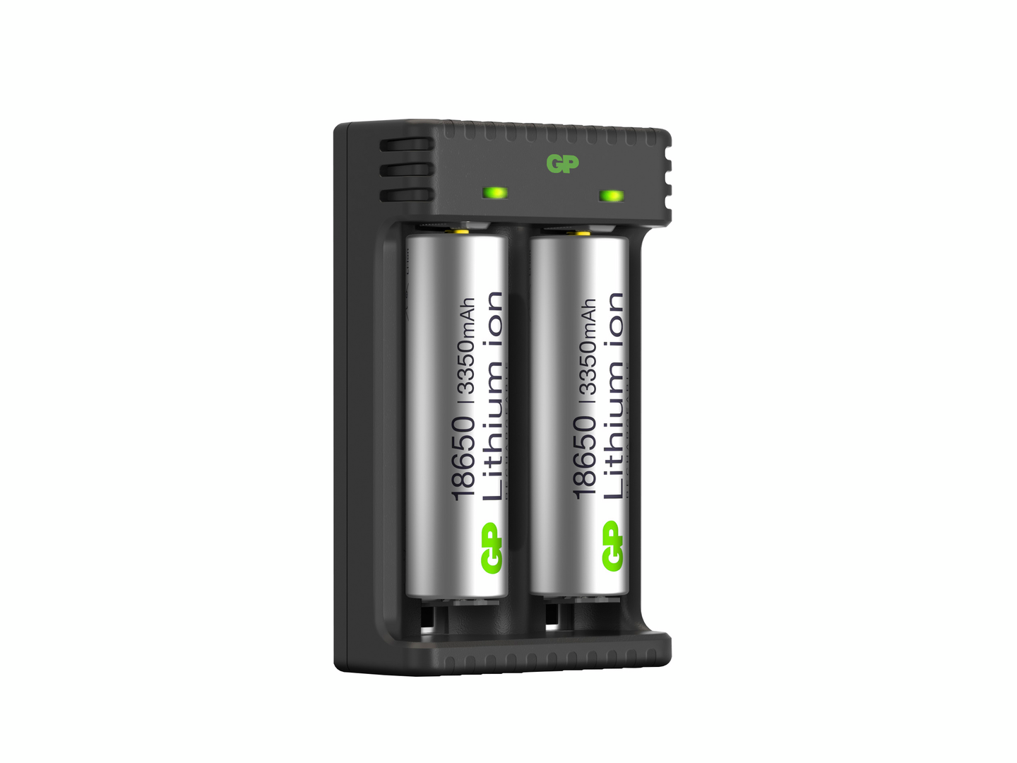 Akkulaturi GP 2-Slot Li-ion ja akut 2 x 18650 3350mAh