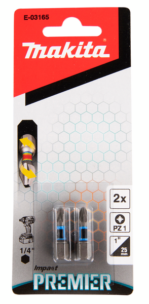 Ruuvauskärki Makita 25mm PZ1 2kpl, Impact Premier iskevälle ruuvinvääntimelle