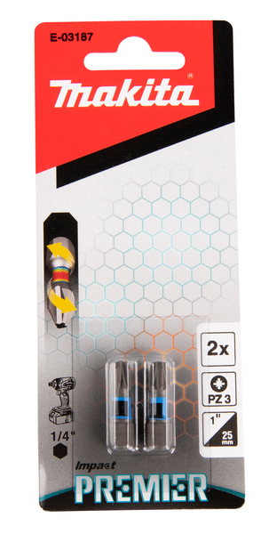 Ruuvauskärki Makita 25mm PZ3 2kpl, Impact Premier iskevälle ruuvinvääntimelle