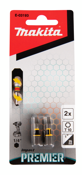 Ruuvauskärki Makita 25mm TX10 2kpl, Impact Premier iskevälle ruuvinvääntimelle